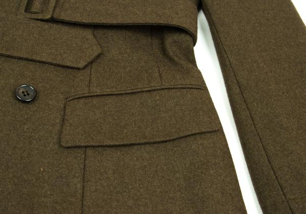 COMME des GARCONS Wool Shawl Collar Belt Jacket Khaki Size M