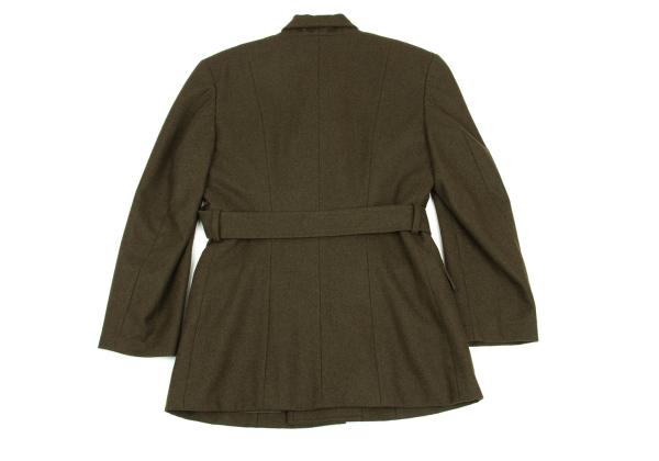 COMME des GARCONS Wool Shawl Collar Belt Jacket Khaki Size M