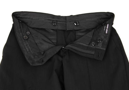 GIORGIO ARMANI SOHO Wool Center Crease Pants Black Size 48