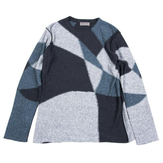 Yohji Yamamoto POUR HOMME Geometric Sweater Blue Size 3