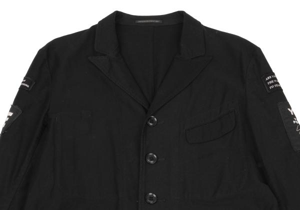Yohji Yamamoto POUR HOMME Patch Long Jacket Black Size 2