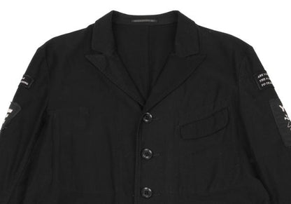 Yohji Yamamoto POUR HOMME Patch Long Jacket Black Size 2