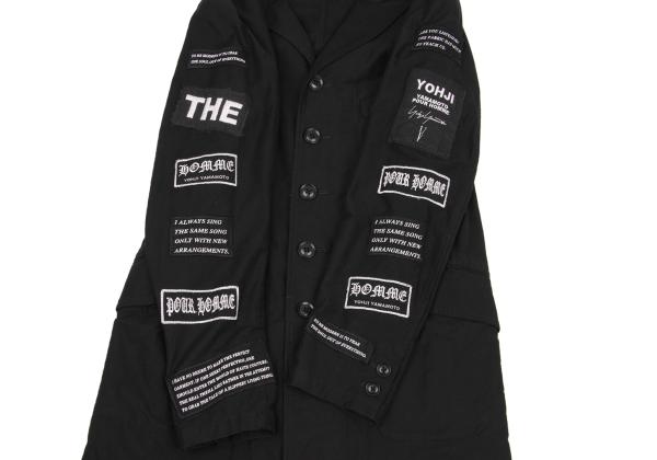 Yohji Yamamoto POUR HOMME Patch Long Jacket Black Size 2