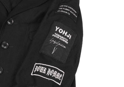 Yohji Yamamoto POUR HOMME Patch Long Jacket Black Size 2