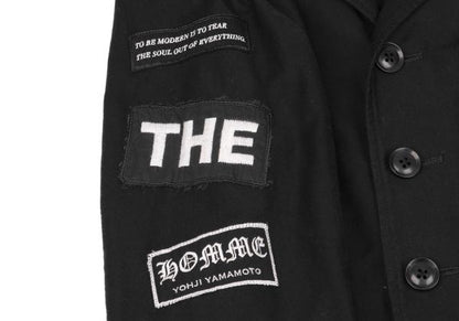 Yohji Yamamoto POUR HOMME Patch Long Jacket Black Size 2