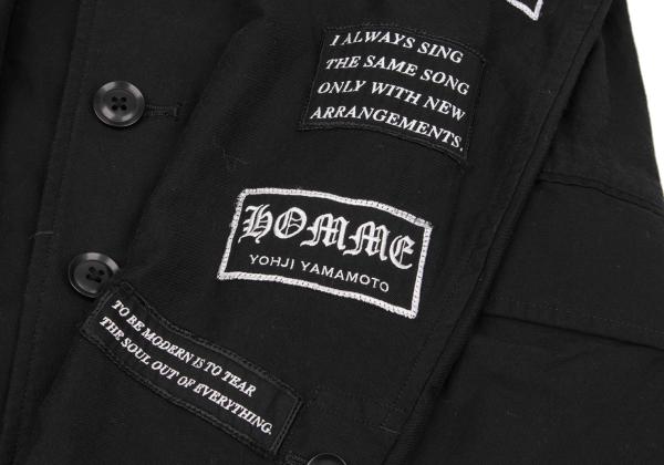 Yohji Yamamoto POUR HOMME Patch Long Jacket Black Size 2