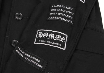 Yohji Yamamoto POUR HOMME Patch Long Jacket Black Size 2