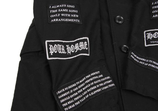 Yohji Yamamoto POUR HOMME Patch Long Jacket Black Size 2
