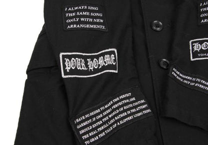 Yohji Yamamoto POUR HOMME Patch Long Jacket Black Size 2