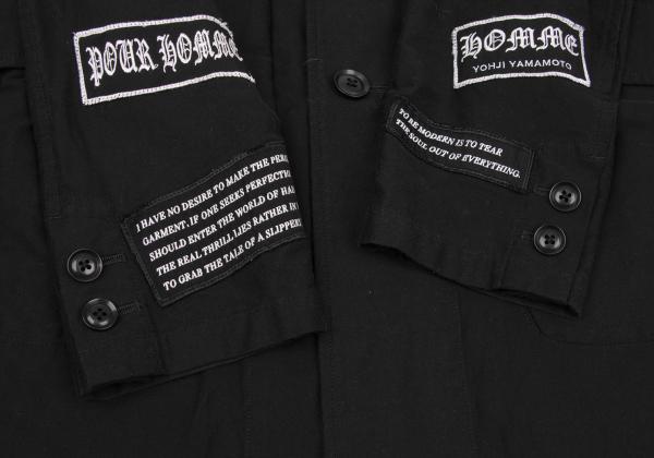 Yohji Yamamoto POUR HOMME Patch Long Jacket Black Size 2