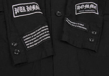 Yohji Yamamoto POUR HOMME Patch Long Jacket Black Size 2