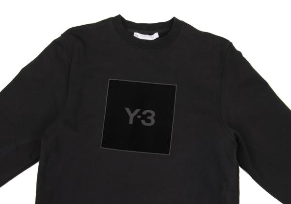 Y-3 Cotton Flocked Logo Print Sweatshirt Black Size S