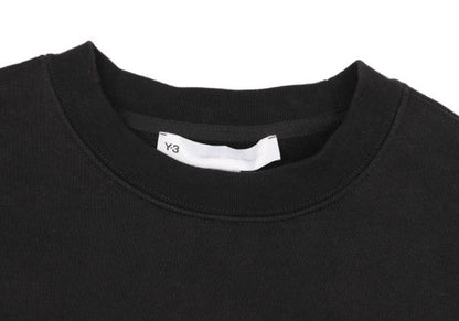 Y-3 Cotton Flocked Logo Print Sweatshirt Black Size S