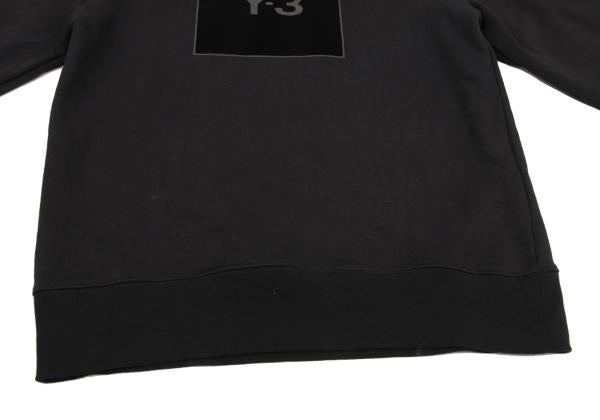 Y-3 Cotton Flocked Logo Print Sweatshirt Black Size S