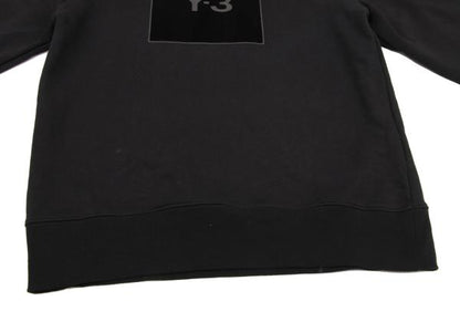 Y-3 Cotton Flocked Logo Print Sweatshirt Black Size S