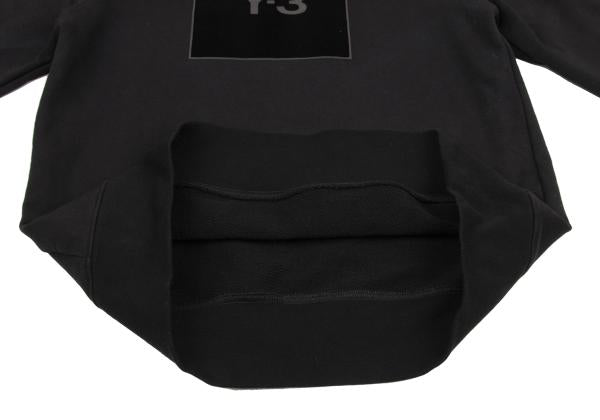 Y-3 Cotton Flocked Logo Print Sweatshirt Black Size S
