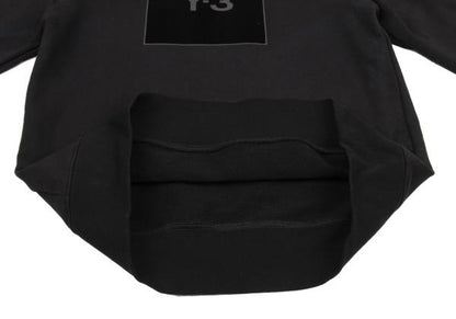 Y-3 Cotton Flocked Logo Print Sweatshirt Black Size S