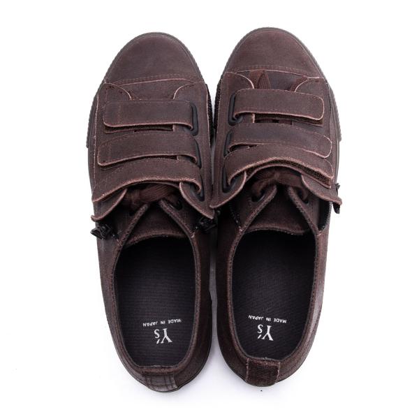 Y's for men Velcro Lace-Up Leather Dark Brown Shoes Size 27cm