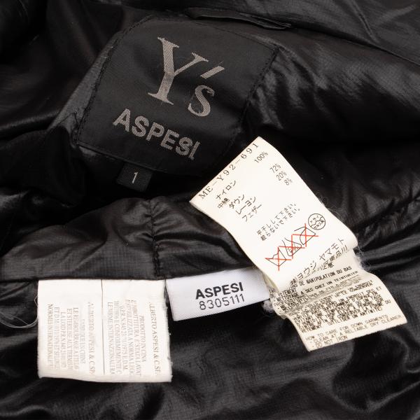 ASPESI x Y's for men Nylon Down Jacket Black Size 1