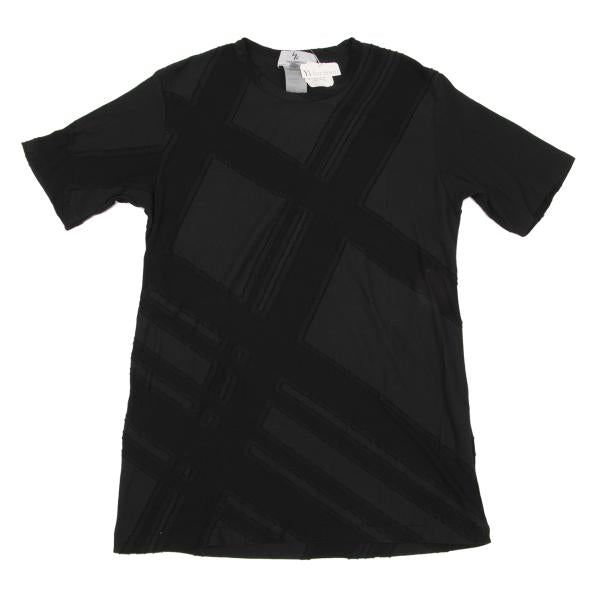 Y's for men Black Garment Dyed Check Weave T-Shirt Size 3