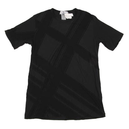 Y's for men Black Garment Dyed Check Weave T-Shirt Size 3