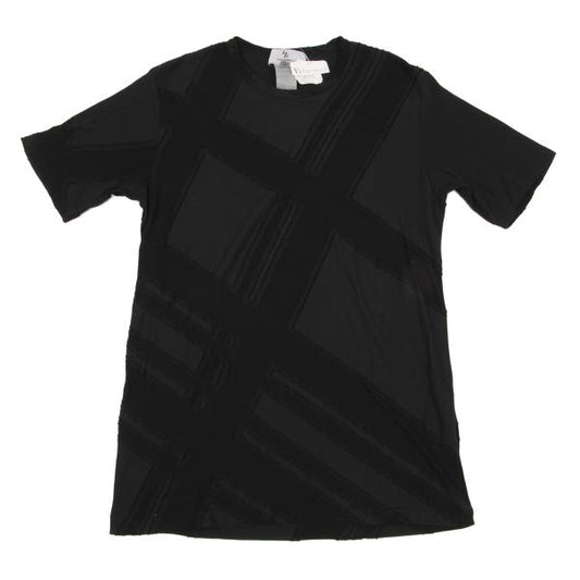 Y's for men Black Garment Dyed Check Weave T-Shirt Size 3