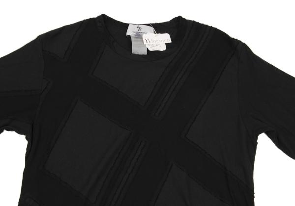 Y's for men Black Garment Dyed Check Weave T-Shirt Size 3