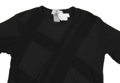 Y's for men Black Garment Dyed Check Weave T-Shirt Size 3