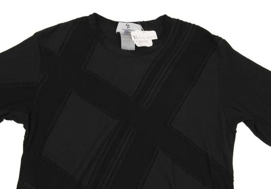 Y's for men Black Garment Dyed Check Weave T-Shirt Size 3