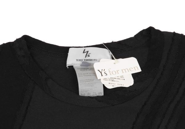 Y's for men Black Garment Dyed Check Weave T-Shirt Size 3