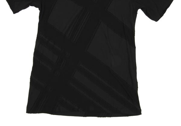 Y's for men Black Garment Dyed Check Weave T-Shirt Size 3