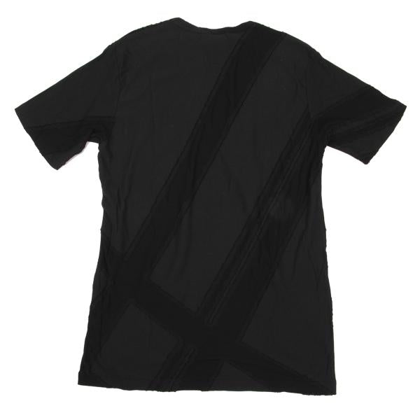 Y's for men Black Garment Dyed Check Weave T-Shirt Size 3