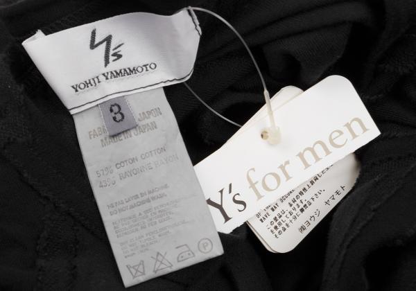 Y's for men Black Garment Dyed Check Weave T-Shirt Size 3