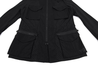Y-3 19SS Black Perforated Panel Zip Jacket Size M