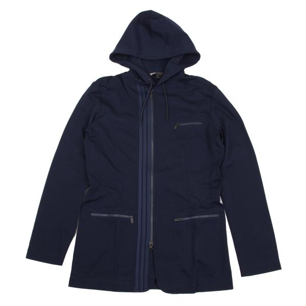Y-3 Stretch Rayon Nylon 2-Way Zip Hoodie Navy Size S/P