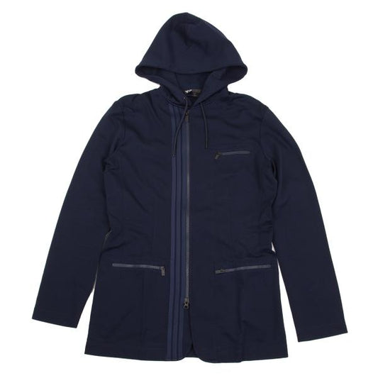 Y-3 Stretch Rayon Nylon 2-Way Zip Hoodie Navy Size S/P