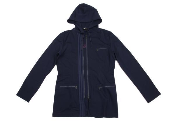 Y-3 Stretch Rayon Nylon 2-Way Zip Hoodie Navy Size S/P