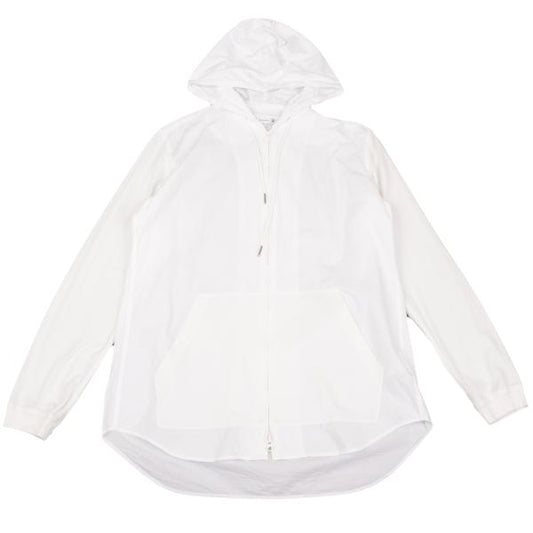 Y-3 Off-White Cotton Sleeve Panel Hooded Shirt Jacket Size S