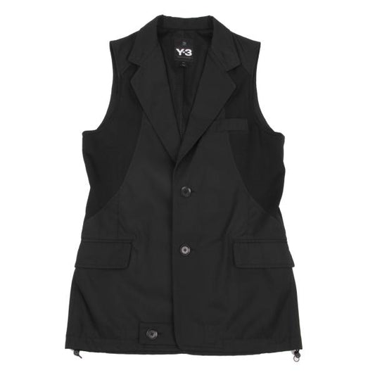 Y-3 Ribbed Trim Polyester Sleeveless Jacket Black Size S/P