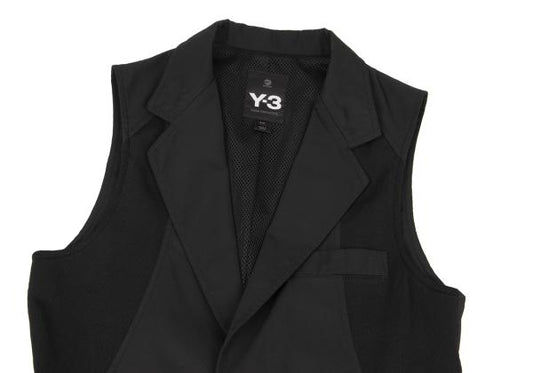 Y-3 Ribbed Trim Polyester Sleeveless Jacket Black Size S/P