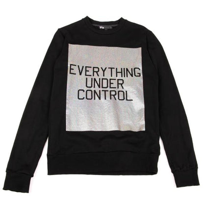 Y-3 Square Dot Logo Foil Print Sweatshirt Black Size M