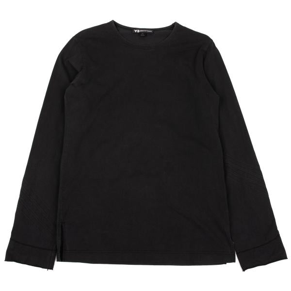 Y-3 Cotton 3-Stripe Long Sleeve T-Shirt Black Size S