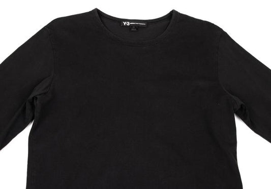 Y-3 Cotton 3-Stripe Long Sleeve T-Shirt Black Size S