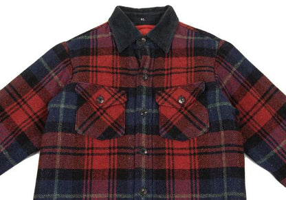 45rpm Wool Cotton Check Quilted CPO Shirt Jacket Red Size 2