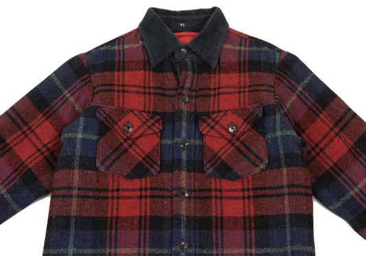 45rpm Wool Cotton Check Quilted CPO Shirt Jacket Red Size 2