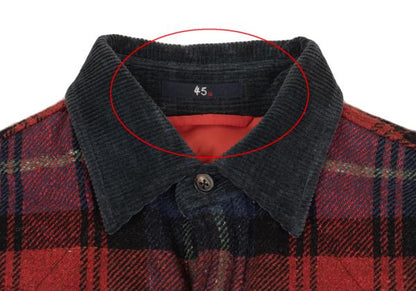 45rpm Wool Cotton Check Quilted CPO Shirt Jacket Red Size 2