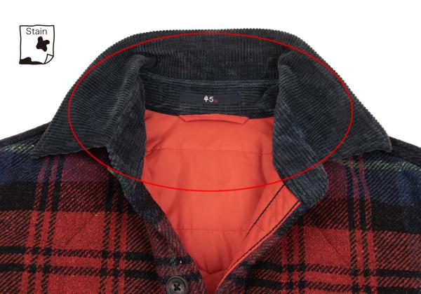 45rpm Wool Cotton Check Quilted CPO Shirt Jacket Red Size 2