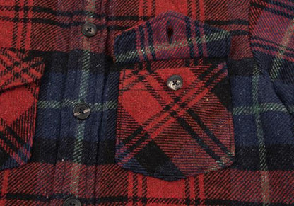 45rpm Wool Cotton Check Quilted CPO Shirt Jacket Red Size 2