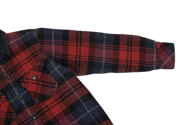 45rpm Wool Cotton Check Quilted CPO Shirt Jacket Red Size 2