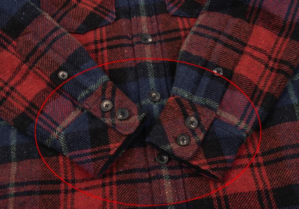 45rpm Wool Cotton Check Quilted CPO Shirt Jacket Red Size 2